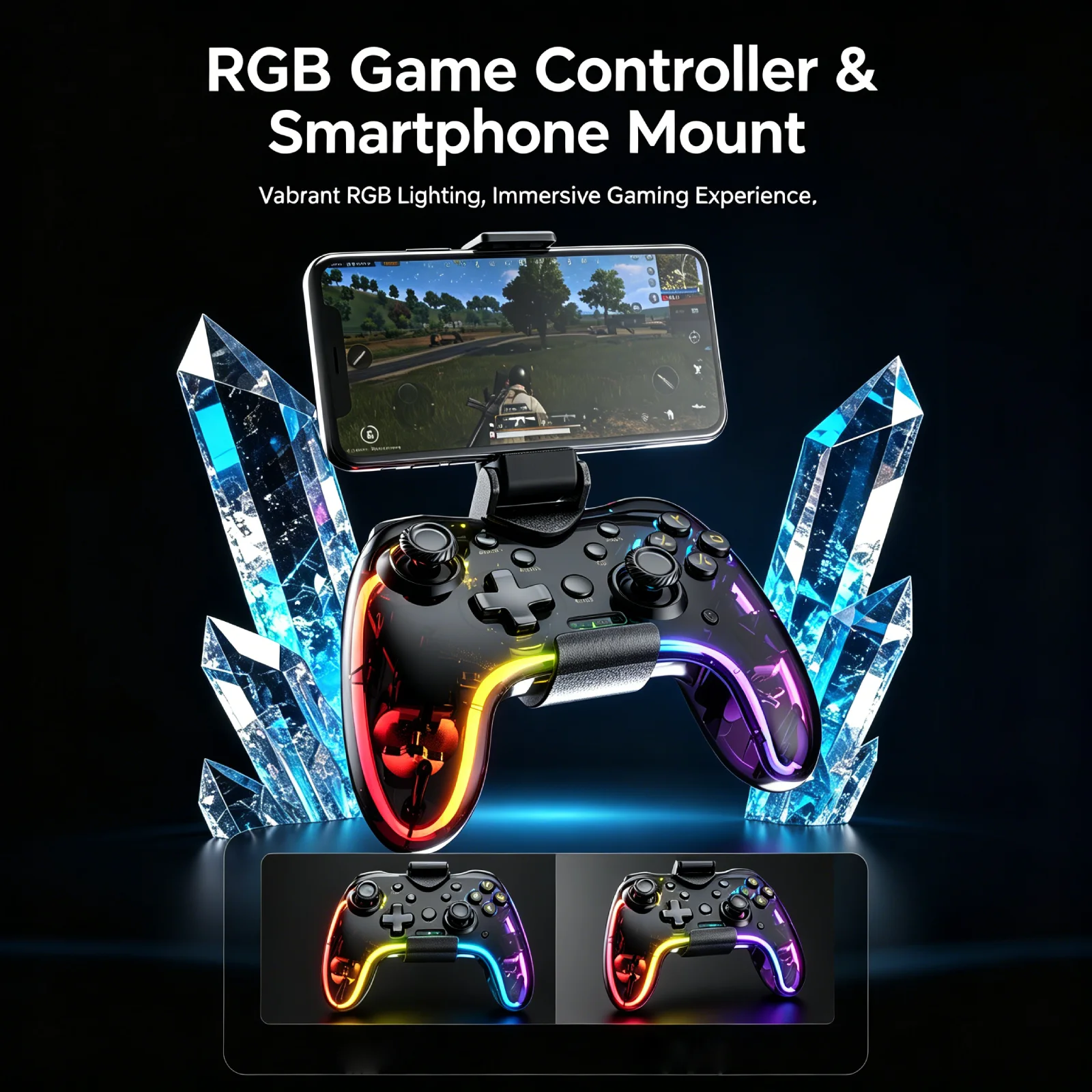 For Wireless Bluetooth Game Controller with RGB Light Universal Gaming Gamepad for phone PS4 NS PC Convenient Gaming Accessories
For Wireless Bluetooth Game Controller with RGB Light Universal Gaming Gamepad for phone PS4 NS PC Convenient Gaming Accessories