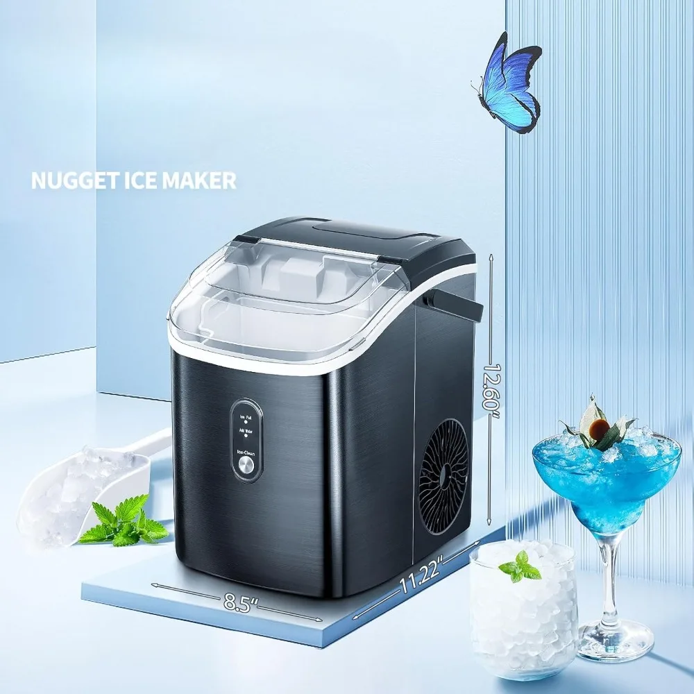 Ice Maker,Nugget Countertop Soft Chewable,34Lbs/24H, Self-Cleaning, One Button Operation, for Kitchen, Bar Stainless Steel Black
Ice Maker,Nugget Countertop Soft Chewable,34Lbs/24H, Self-Cleaning, One Button Operation, for Kitchen, Bar Stainless Steel Black
