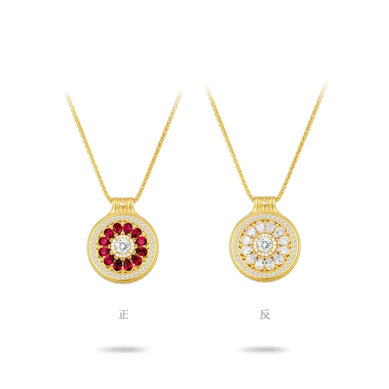 BELLUX Pendant 925 Silver Synthetic Zircon Gold White Diamond Ruby Flower Lucky Buckle Disc Necklace
BELLUX Pendant 925 Silver Synthetic Zircon Gold White Diamond Ruby Flower Lucky Buckle Disc Necklace