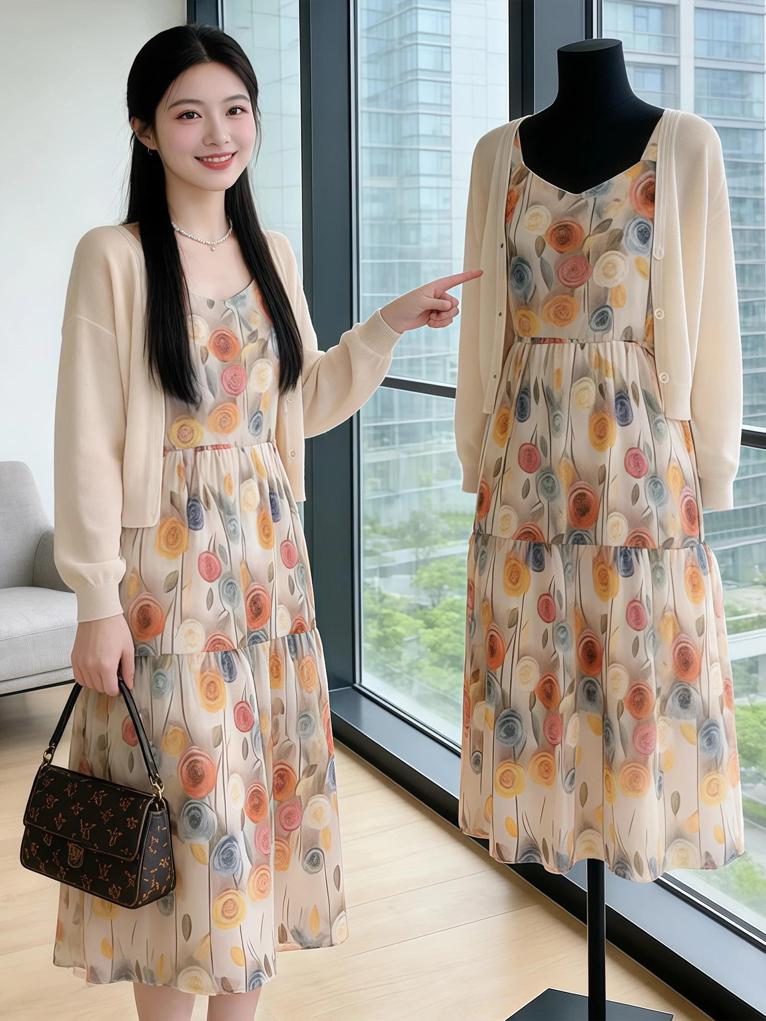 Faionable Ice Silk Knitted Cardigan And Dr Set for Women Summer 2026 Two-Piece Set Commute Sle Long Sve round Ne
Faionable Ice Silk Knitted Cardigan And Dr Set for Women Summer 2026 Two-Piece Set Commute Sle Long Sve round Ne