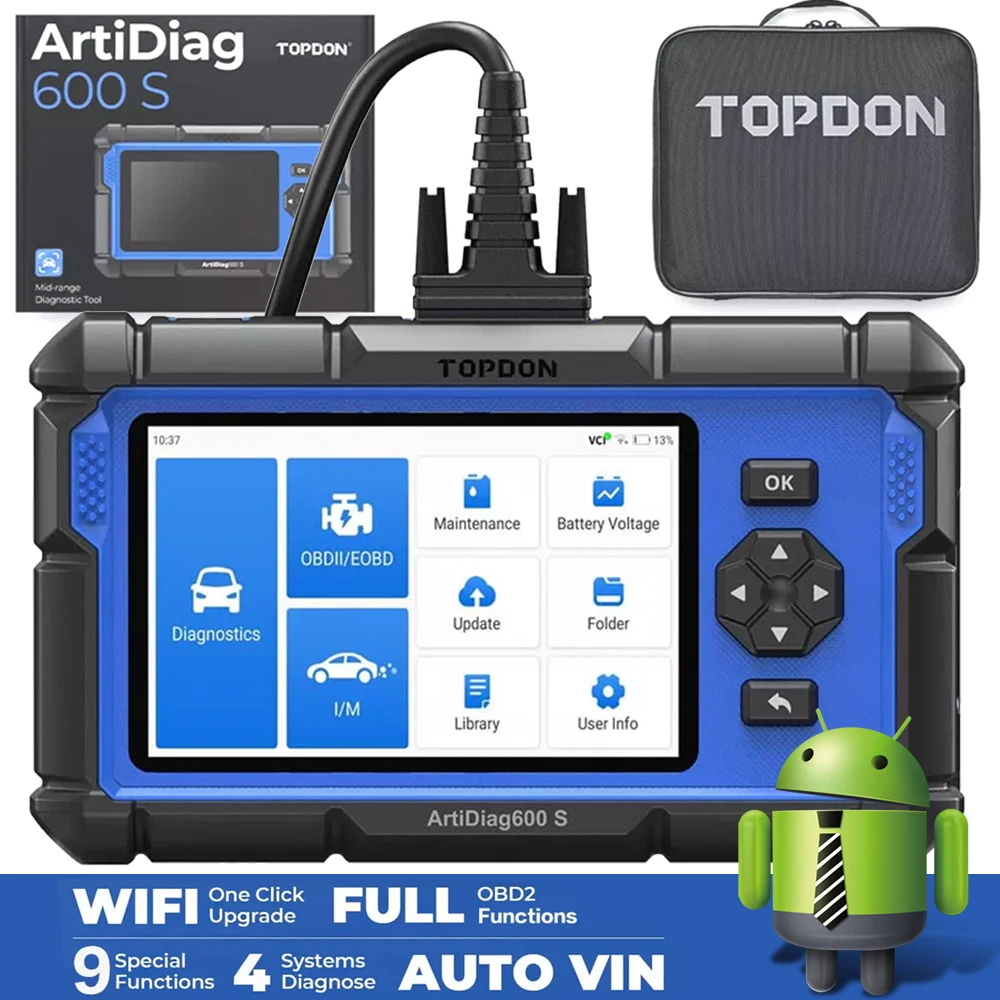 TOPDON ArtiDiag600S Professional Car Diagnostic Scanner: Full Systems OBD2 Code Reader with 9 Essential Functions
TOPDON ArtiDiag600S Professional Car Diagnostic Scanner: Full Systems OBD2 Code Reader with 9 Essential Functions