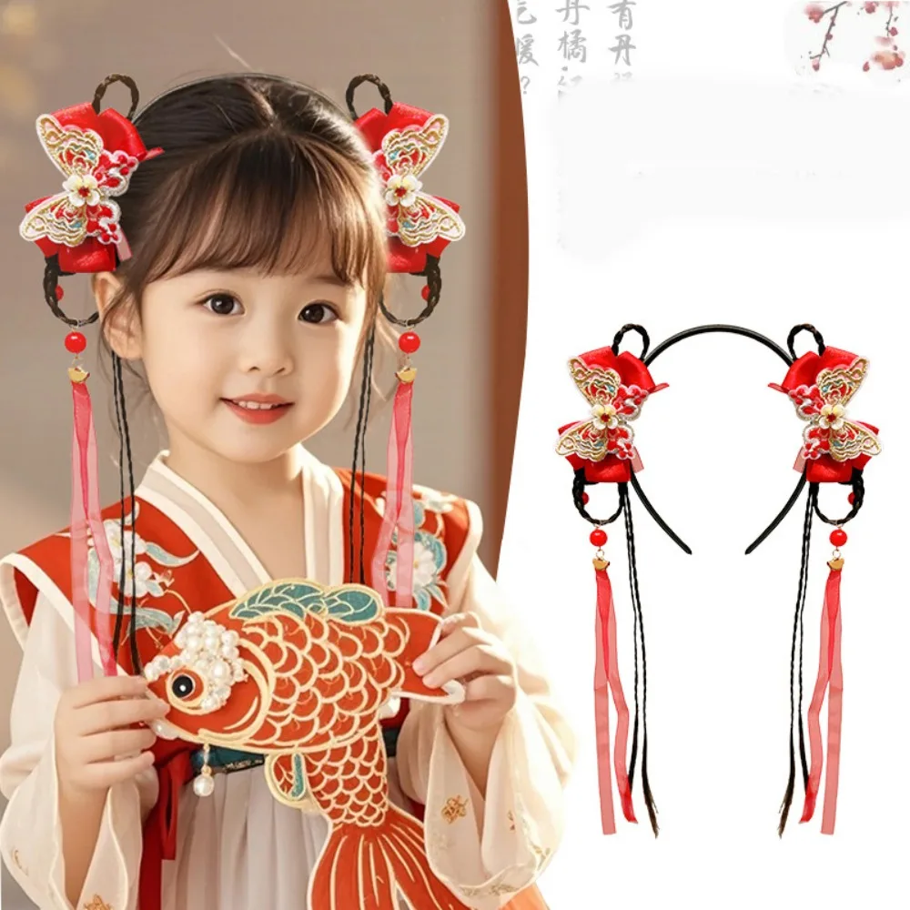 Flower Children Wig Headband Tassel Tang Suit Hair Hoop Chinese New Year Headwear Braid Hair Ancient Style Red Bow Hairband
Flower Children Wig Headband Tassel Tang Suit Hair Hoop Chinese New Year Headwear Braid Hair Ancient Style Red Bow Hairband