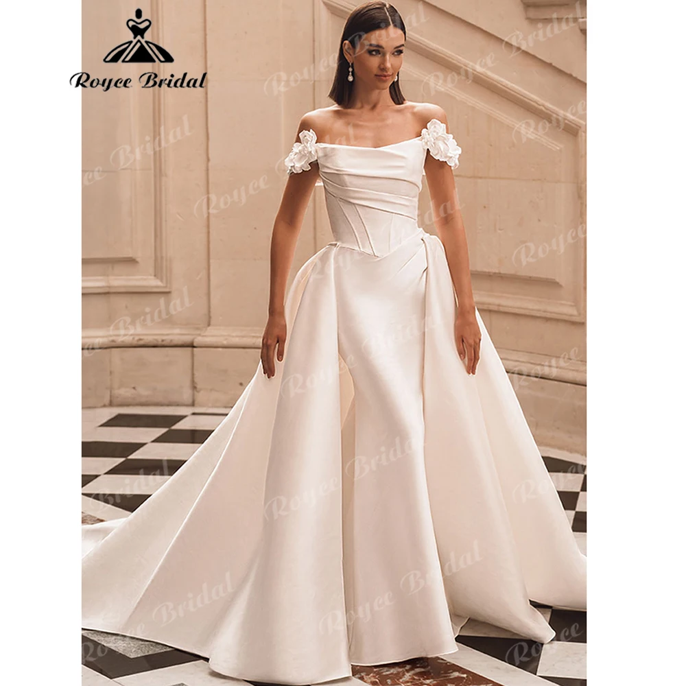 Convertible 2-in-1 Satin Mermaid Wedding Dress Detachable Overskirt Corset Bridal Gown with Pearl Buttons Customized
Convertible 2-in-1 Satin Mermaid Wedding Dress Detachable Overskirt Corset Bridal Gown with Pearl Buttons Customized