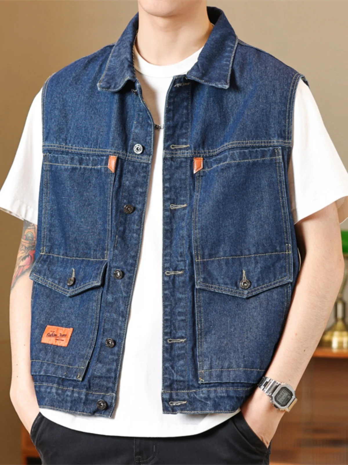 Loose Casual Men's Denim Vest Summer Faion Brand Versatile Svel Workwear Jaet Stand Fit Button Decorated Jeans C...
Loose Casual Men's Denim Vest Summer Faion Brand Versatile Svel Workwear Jaet Stand Fit Button Decorated Jeans C...