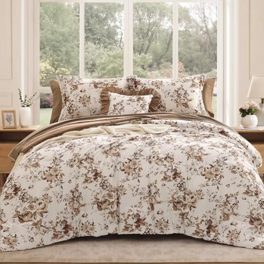 Comforter Set -7 Pieces Floral Bedding Set for All Seasons, Bed in a Bag with Botanical Flowers Comforter, Sheets, Pillowcases
Comforter Set -7 Pieces Floral Bedding Set for All Seasons, Bed in a Bag with Botanical Flowers Comforter, Sheets, Pillowcases