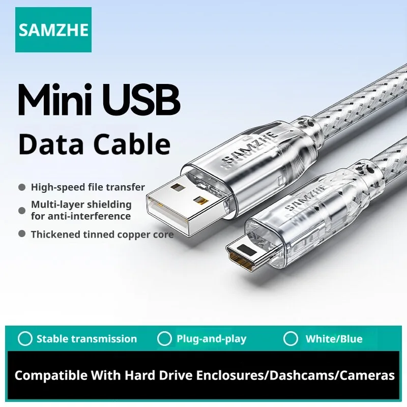 SAMZHE Mini USB Data Cable T-Port Connection Charger Suitable for Canon CCD Camera, Dash Cam, Portable Hard Drive, MP3 Radio
SAMZHE Mini USB Data Cable T-Port Connection Charger Suitable for Canon CCD Camera, Dash Cam, Portable Hard Drive, MP3 Radio