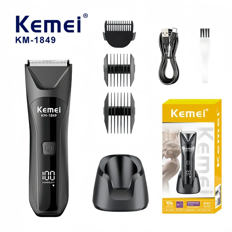 Kemei KM-1849 Professional Private Electric Trimmer, Unisex, IPX7 Waterproof with Charging Dock, Body Hair Trimmer, Hair Shaver
Kemei KM-1849 Professional Private Electric Trimmer, Unisex, IPX7 Waterproof with Charging Dock, Body Hair Trimmer, Hair Shaver