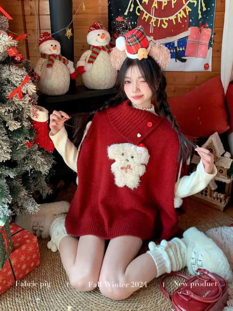 Vintage Red Puppy Irregular Vacation Knit Cape Sweater Women Lapel Office Loose Pullover Tops Streetwear Versatile Autumn Winter
Vintage Red Puppy Irregular Vacation Knit Cape Sweater Women Lapel Office Loose Pullover Tops Streetwear Versatile Autumn Winter