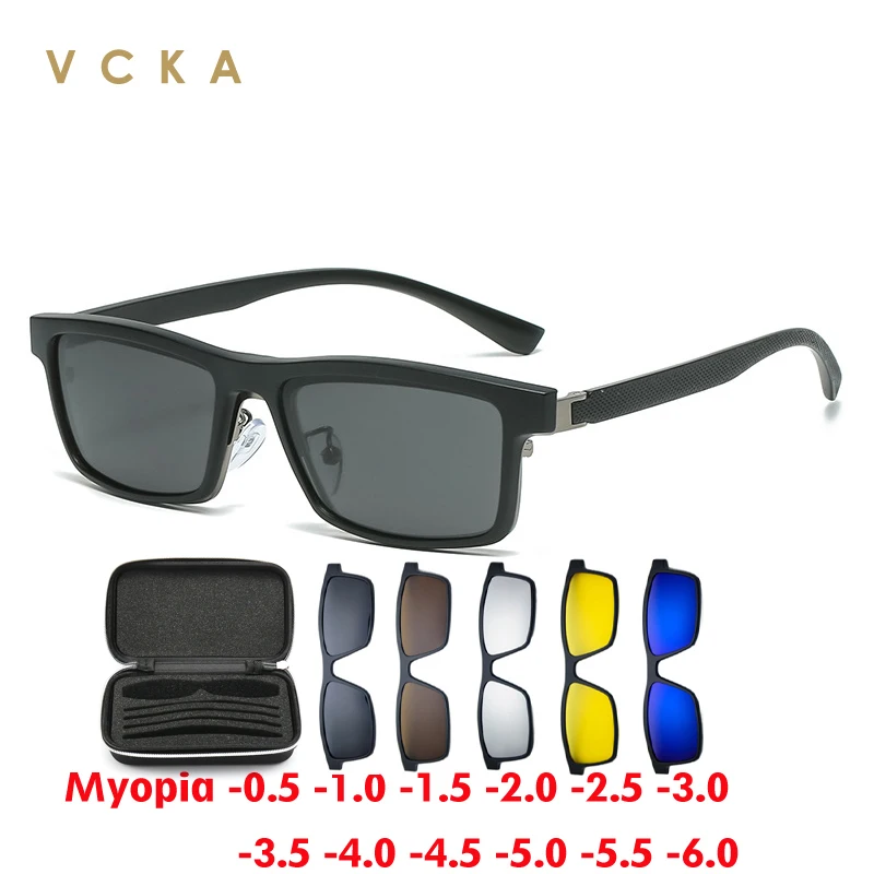 Мужские и женские очки для близорукости VCKA, квадратные солнцезащитные очки с магнитным зажимом, полностью оправа из сплава, оптические очки на заказ от-2024 до-10, Новинка 0,5
Мужские и женские очки для близорукости VCKA, квадратные солнцезащитные очки с магнитным зажимом, полностью оправа из сплава, оптические очки на заказ от-2024 до-10, Новинка 0,5