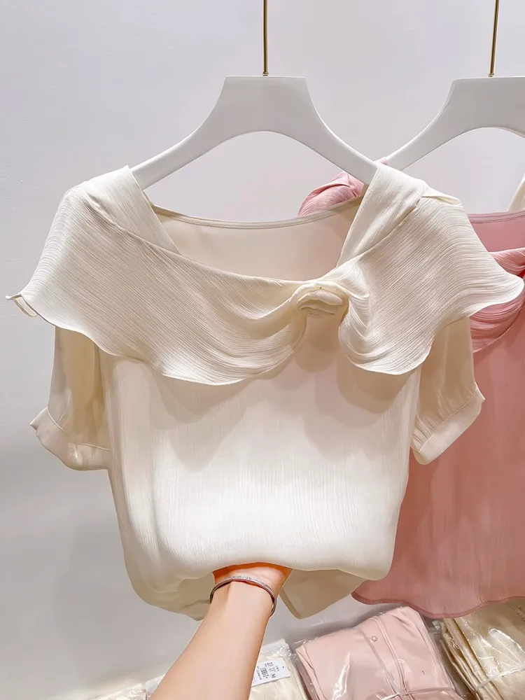 Summer Women's Off-oulder ort-Sve Chiffon Top Irregular Floral Pattern Korean Sle Loose Fit Casual Office Wear
Summer Women's Off-oulder ort-Sve Chiffon Top Irregular Floral Pattern Korean Sle Loose Fit Casual Office Wear