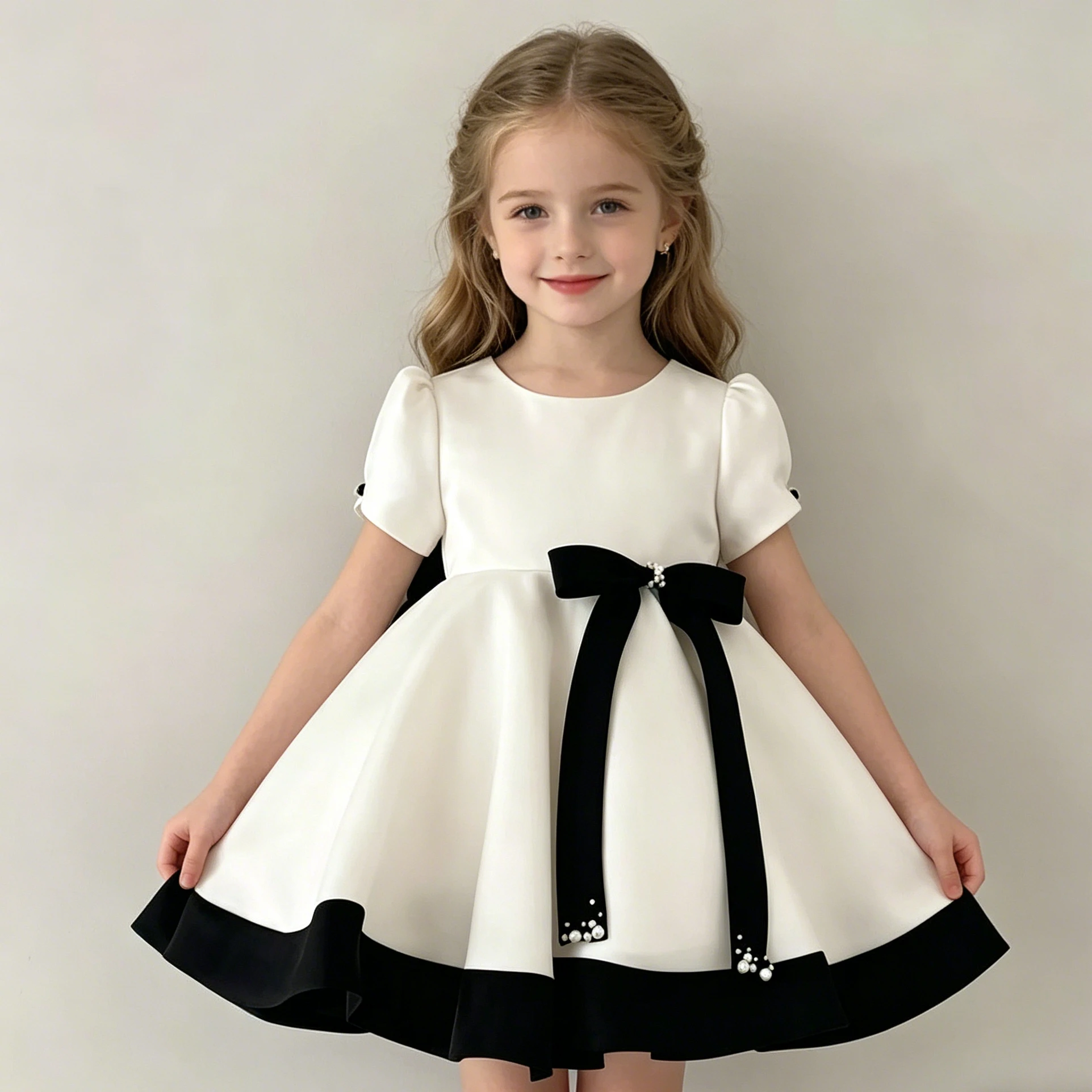 Customized White Flower Girl Dress For Wedding Pearls Short Sleeve Knee Length Elegant Kids Birthday First Communion Gown
Customized White Flower Girl Dress For Wedding Pearls Short Sleeve Knee Length Elegant Kids Birthday First Communion Gown