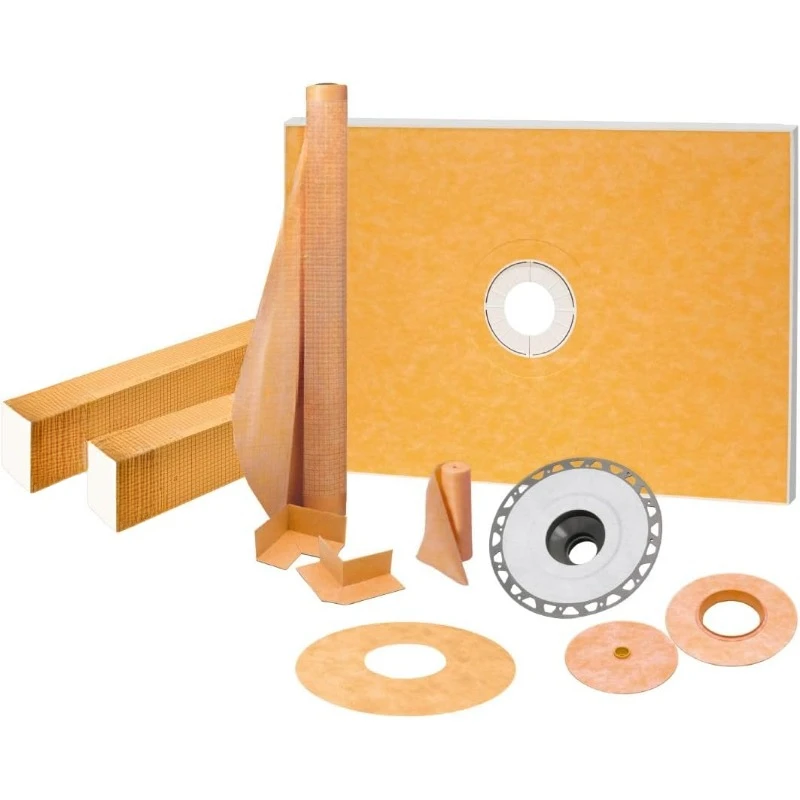 Shower Kit with Shower Tray, Curb, Waterproofing Membrane, Strips & Seals - PVC Plastic, 38" x 60" Tray Size
Shower Kit with Shower Tray, Curb, Waterproofing Membrane, Strips & Seals - PVC Plastic, 38" x 60" Tray Size