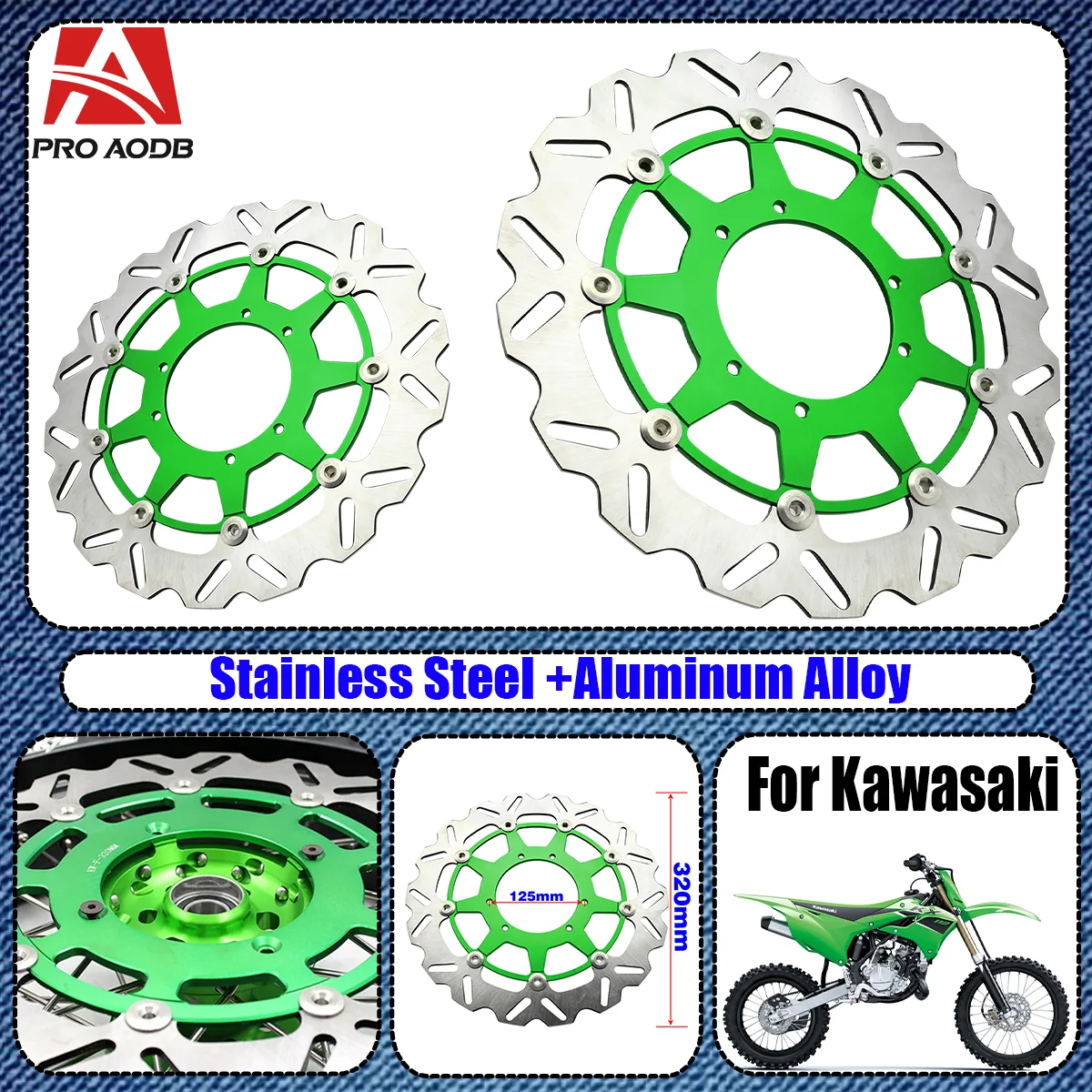 New 2021 motorcycle 320mm aluminum front floating brake disc rotor components For Kawasaki KLX KX125 KX250 2006-2019 2020 2021
New 2021 motorcycle 320mm aluminum front floating brake disc rotor components For Kawasaki KLX KX125 KX250 2006-2019 2020 2021