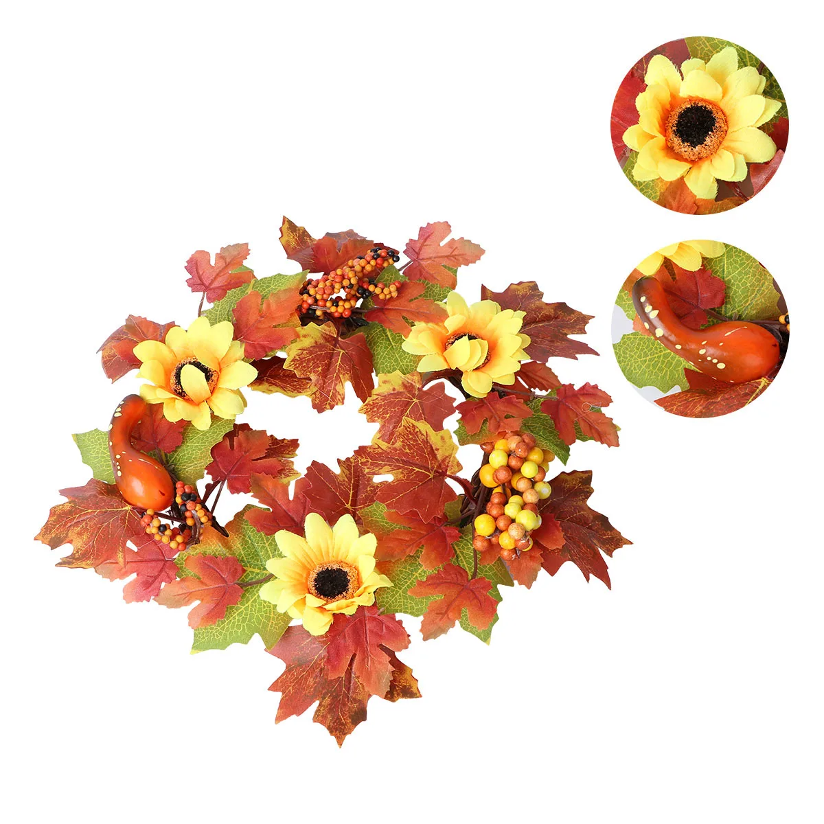 1Pcs Simulated Maple Leaf Garland Artificial Pumpkin Sunflower Wreath Autumn Hanging Decoration Halloween Door Wreath Bright 
1Pcs Simulated Maple Leaf Garland Artificial Pumpkin Sunflower Wreath Autumn Hanging Decoration Halloween Door Wreath Bright