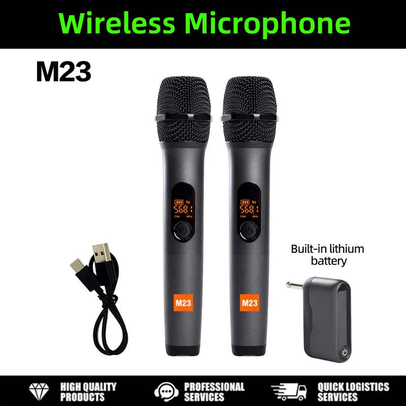 M23 high qualit 2Channel Wireless Microphone System with Rechargeable Receiver Cordless Handheld Mic for Karaoke Church Party DJ
M23 high qualit 2Channel Wireless Microphone System with Rechargeable Receiver Cordless Handheld Mic for Karaoke Church Party DJ