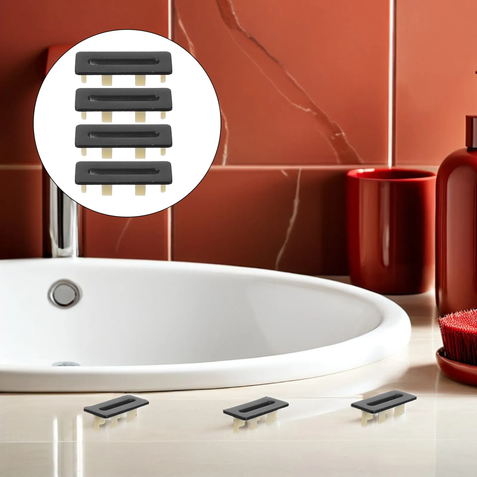 4Pcs Sink Overflow Cover Rectangle Matte Black Metal for Bathroom Kitchen Vanity Basin Washbasin Overflow Drain Cover
4Pcs Sink Overflow Cover Rectangle Matte Black Metal for Bathroom Kitchen Vanity Basin Washbasin Overflow Drain Cover