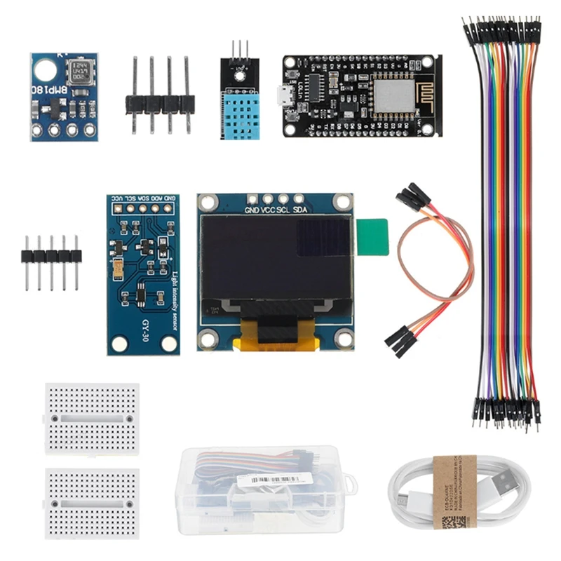 1 комплект ESP8266, комплект метеостанции, влажность и окружающая среда, BMP180, комплект модуля датчика давления
1 комплект ESP8266, комплект метеостанции, влажность и окружающая среда, BMP180, комплект модуля датчика давления