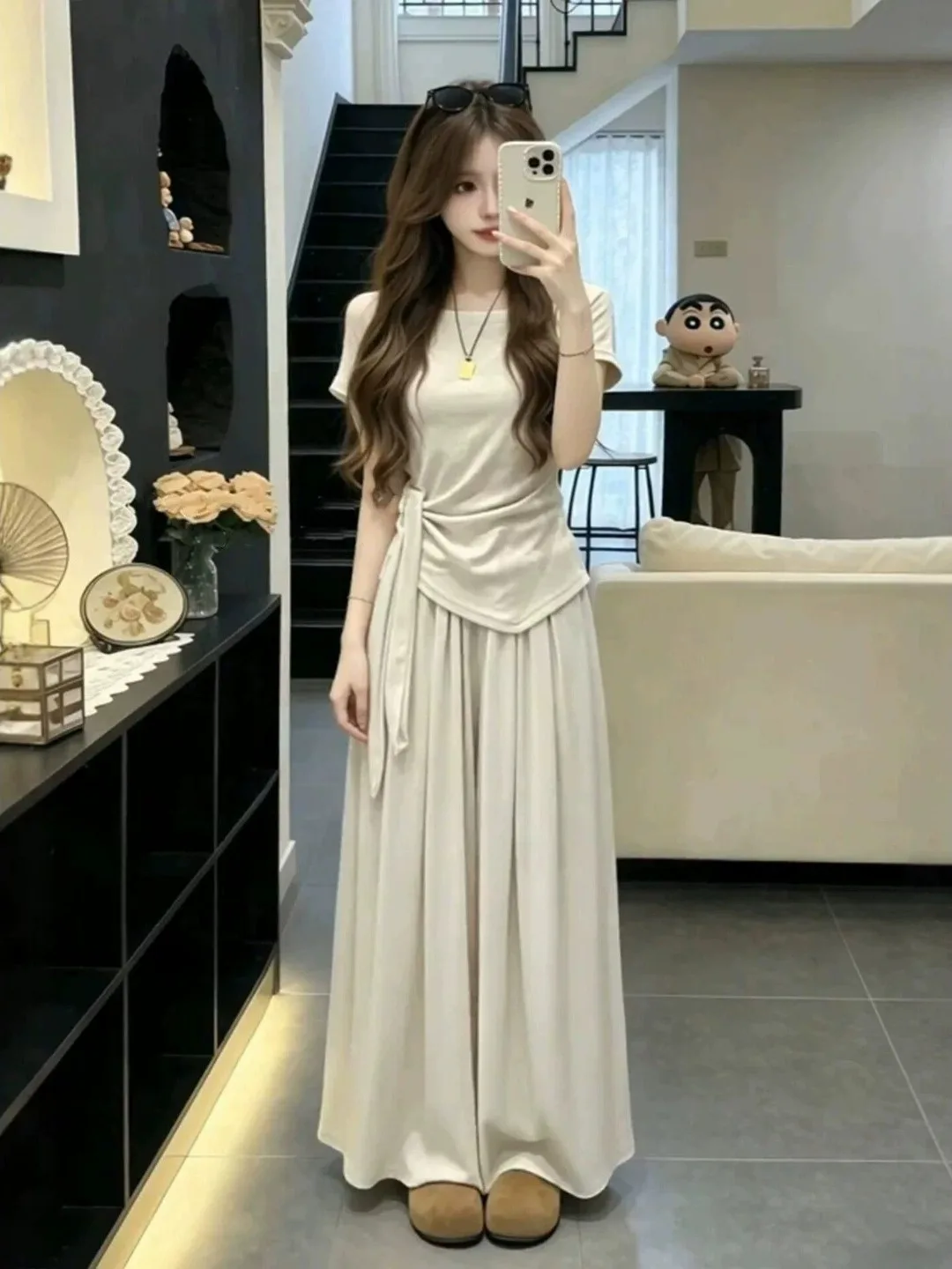 plus Size Women's Summer Outfit Lazy Casual Style Short Sleeve T-Shirt Wide Leg Pants Set Beige Color Breathable Comfortable
plus Size Women's Summer Outfit Lazy Casual Style Short Sleeve T-Shirt Wide Leg Pants Set Beige Color Breathable Comfortable