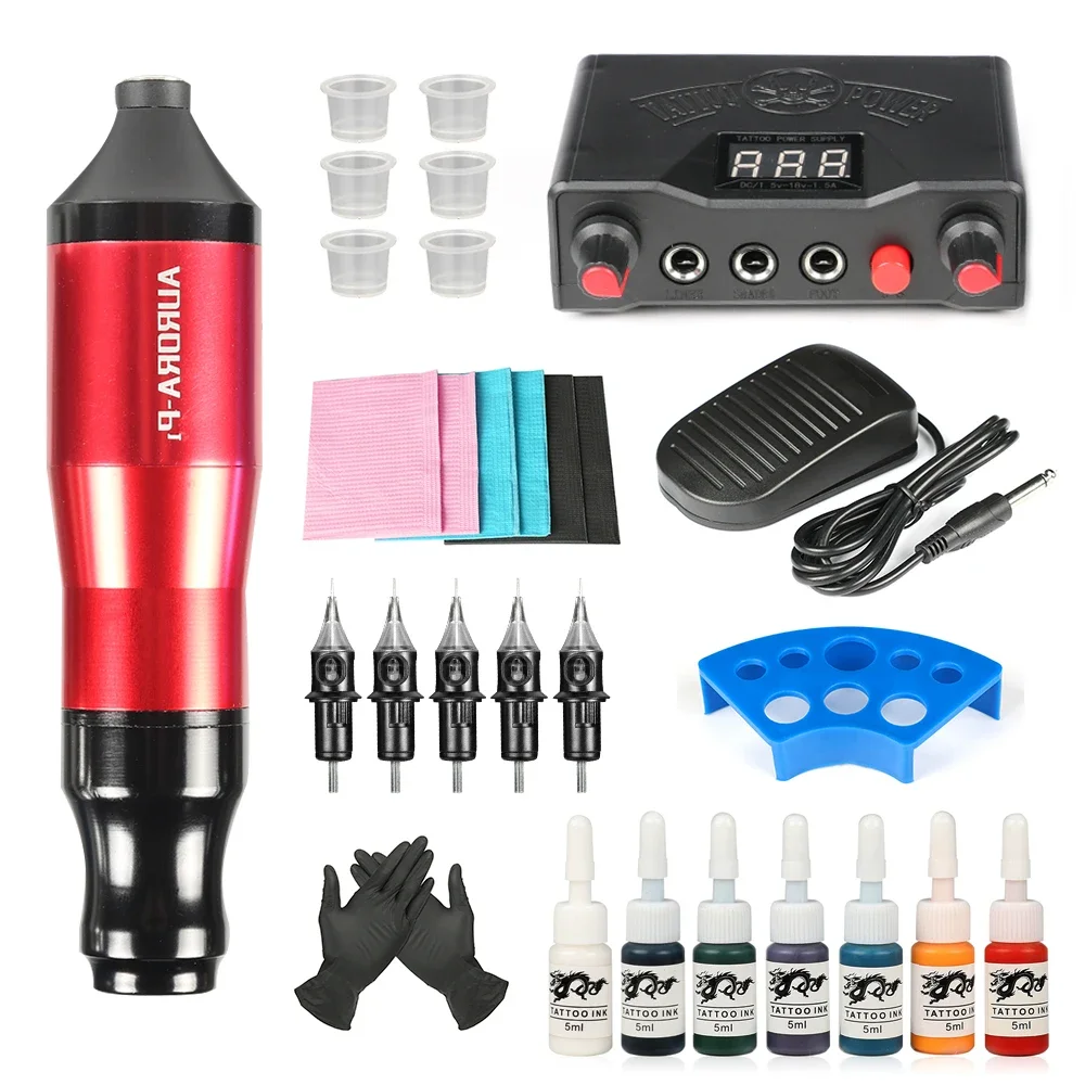 Роторная ручка для татуировки, набор чернил Aurora P1, двухрежимный ЖК-блок питания с 5 картриджами, иглы, набор для татуировки, принадлежности для машин
Роторная ручка для татуировки, набор чернил Aurora P1, двухрежимный ЖК-блок питания с 5 картриджами, иглы, набор для татуировки, принадлежности для машин