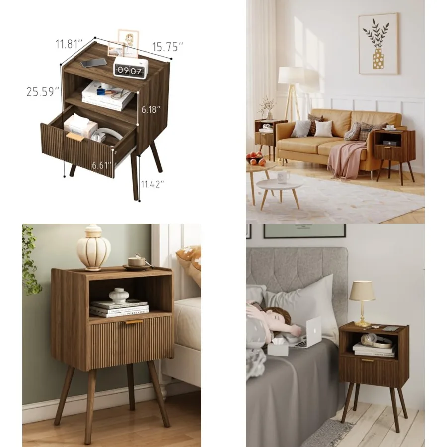 Nightstand,Modern Bedside Table with Storage Drawer and Open Wood Shelf, for Living Room, Bedroom and Small Spaces, Accent Night Stand with Solid Wood Legs, Easy Assembly,Walnut Brown
Nightstand,Modern Bedside Table with Storage Drawer and Open Wood Shelf, for Living Room, Bedroom and Small Spaces, Accent Night Stand with Solid Wood Legs, Easy Assembly,Walnut Brown