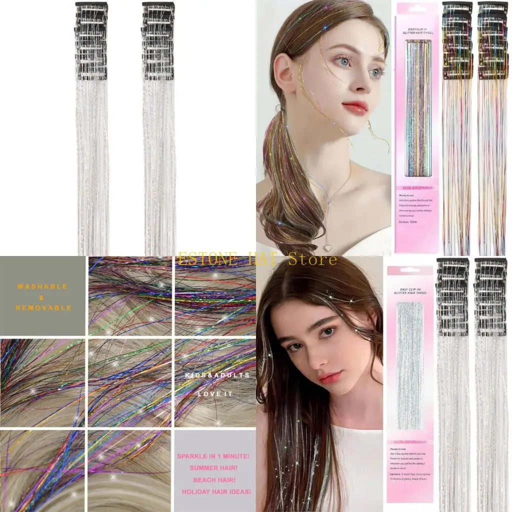 49MF 12PCS Glitter Tinsel Clip In Hair Extension Synthetic Fibre Hair Tinsel Kits
49MF 12PCS Glitter Tinsel Clip In Hair Extension Synthetic Fibre Hair Tinsel Kits