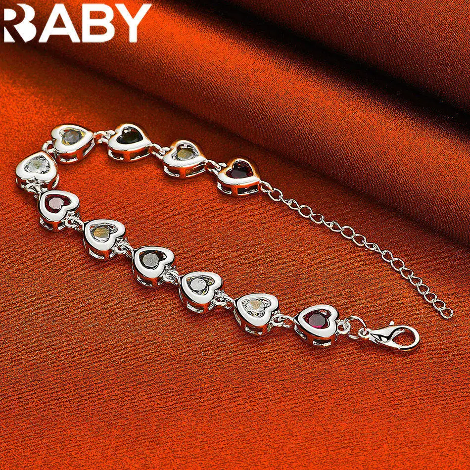 URBABY 925 Sterling Silver Color Zircon Heart Chain Bracelet For Women Fashion Jewelry Exquisite Party Accessories Holiday Gifts
URBABY 925 Sterling Silver Color Zircon Heart Chain Bracelet For Women Fashion Jewelry Exquisite Party Accessories Holiday Gifts
