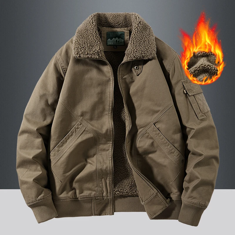 Men's Winter Thiened Lamb Velvet Jaet Stand Collar Casual Fce Warm Cotton Workwear Coat Faion Urban Sle Long Sve
Men's Winter Thiened Lamb Velvet Jaet Stand Collar Casual Fce Warm Cotton Workwear Coat Faion Urban Sle Long Sve