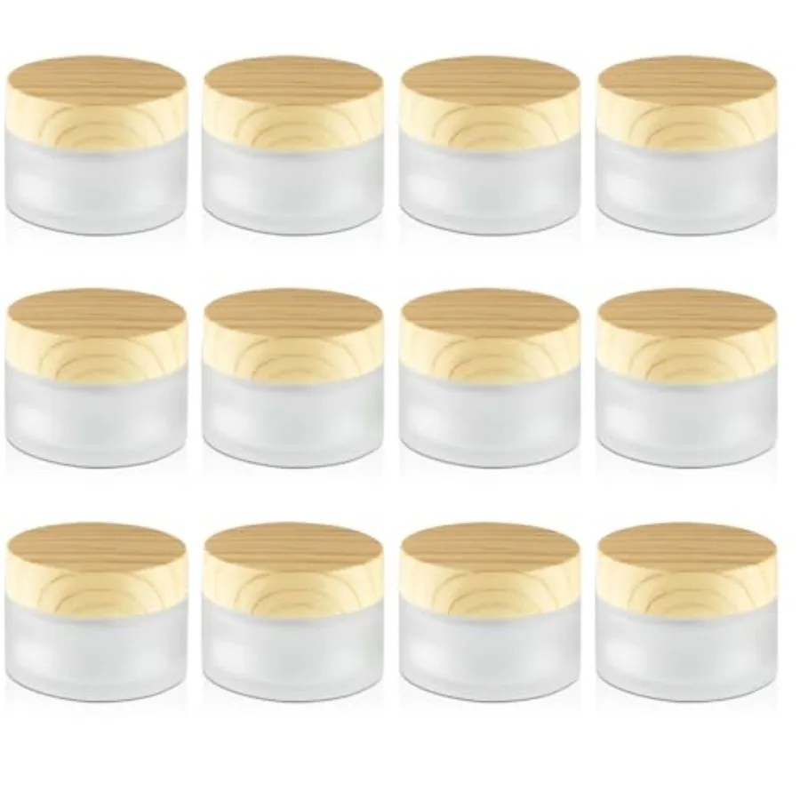 12 Pcs Frosted Glass Cream Jars Refillable Cosmetic Containers Sample Jar with Plastic Wood Grain Lids for Lotion Cream Eyeshad
12 Pcs Frosted Glass Cream Jars Refillable Cosmetic Containers Sample Jar with Plastic Wood Grain Lids for Lotion Cream Eyeshad