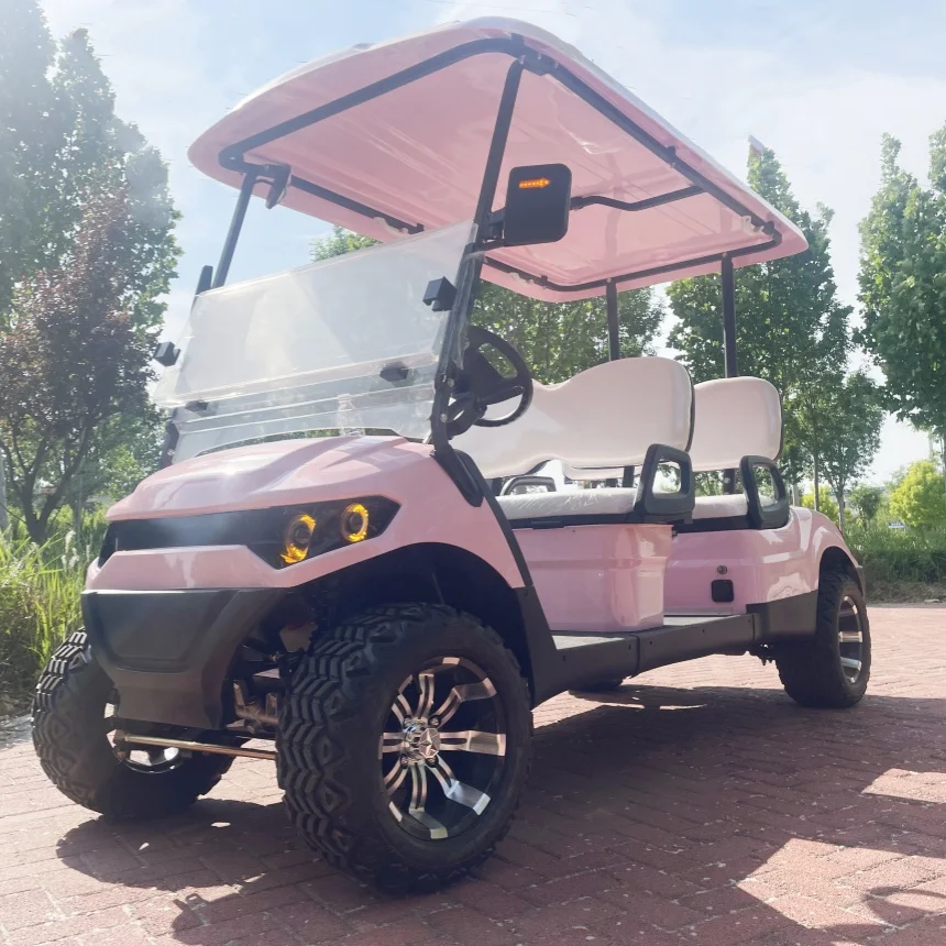 Factory Supply 4 Wheel Beautiful Pink Color Electric Golf Cart 30% Max Driving Slope Electric Car 4 Passenger Street Legal
Factory Supply 4 Wheel Beautiful Pink Color Electric Golf Cart 30% Max Driving Slope Electric Car 4 Passenger Street Legal