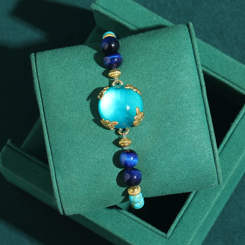 Vintage Large Glass Blue Beads Bracelet Turquoise Natural Stone Gold Color Women 2026 Jewelry New Arrival Party Decoration Brand
Vintage Large Glass Blue Beads Bracelet Turquoise Natural Stone Gold Color Women 2026 Jewelry New Arrival Party Decoration Brand