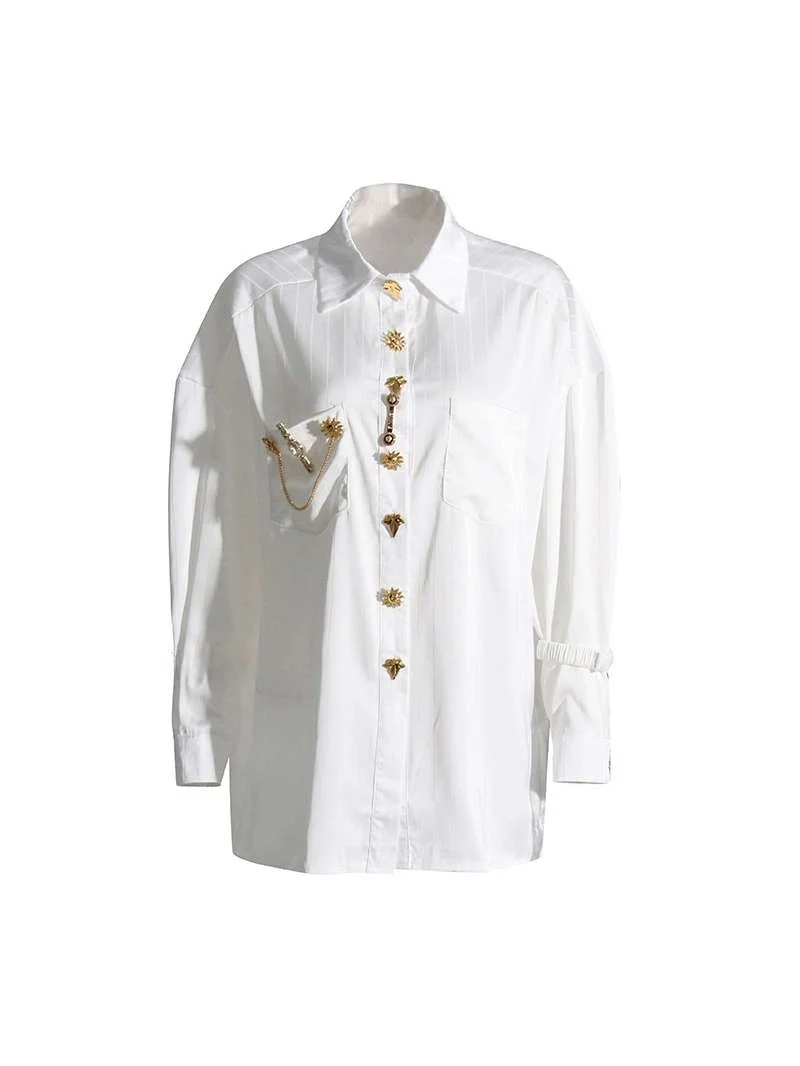 Весна 2023, новинка Sle Satin irt, удобная повседневная женская куртка с золотыми пуговицами, широкий спектр использования, длинный свеч Ne 
Весна 2023, новинка Sle Satin irt, удобная повседневная женская куртка с золотыми пуговицами, широкий спектр использования, длинный свеч Ne