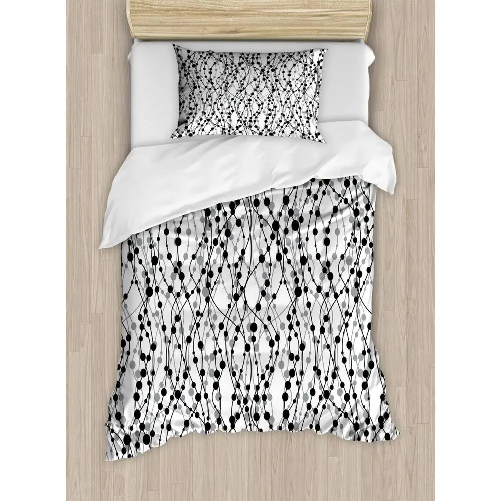 Vintage 80s Inspired Duvet Cover Set - Monochrome Lines & Dots, 2-Piece Queen, Black, Grey, White
Vintage 80s Inspired Duvet Cover Set - Monochrome Lines & Dots, 2-Piece Queen, Black, Grey, White