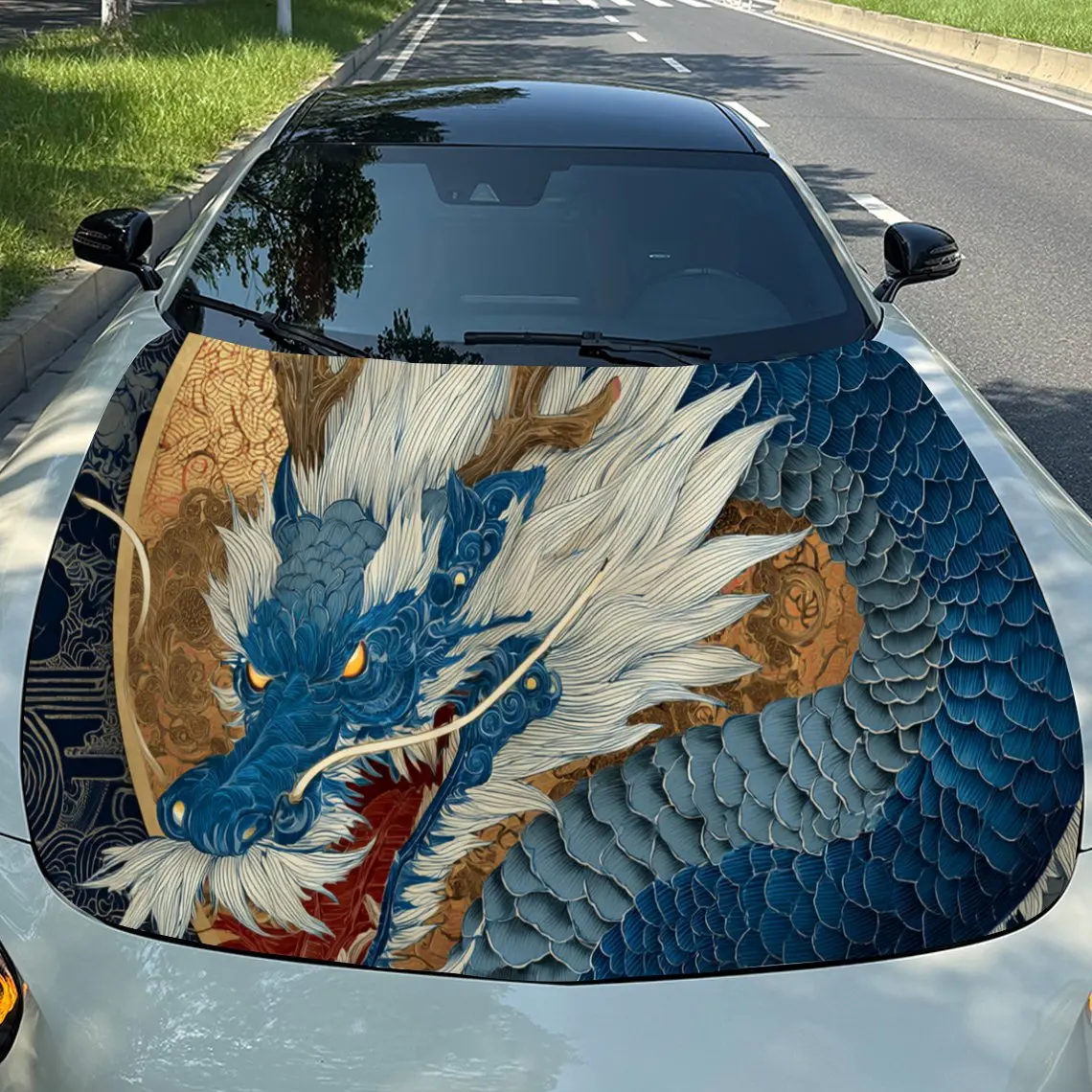 Изящные синие - и - Наклейки на капот автомобиля с белым драконом - Самоклеящаяся, водонепроницаемая и прочная виниловая пленка, украшение и защита йо
Изящные синие - и - Наклейки на капот автомобиля с белым драконом - Самоклеящаяся, водонепроницаемая и прочная виниловая пленка, украшение и защита йо