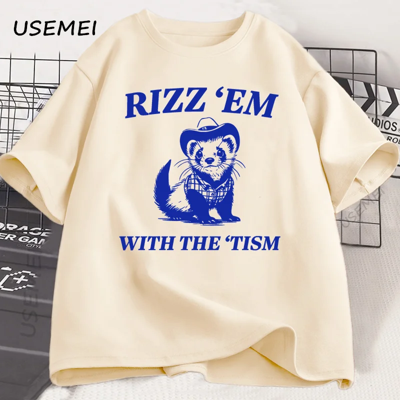 Rizz Em with The Tism Ferret T Shirt Funny Romantic Autism Tshirt Silly Retro 90s Tshirt Cotton Short Sleeve Mens Clothes Tops
Rizz Em with The Tism Ferret T Shirt Funny Romantic Autism Tshirt Silly Retro 90s Tshirt Cotton Short Sleeve Mens Clothes Tops