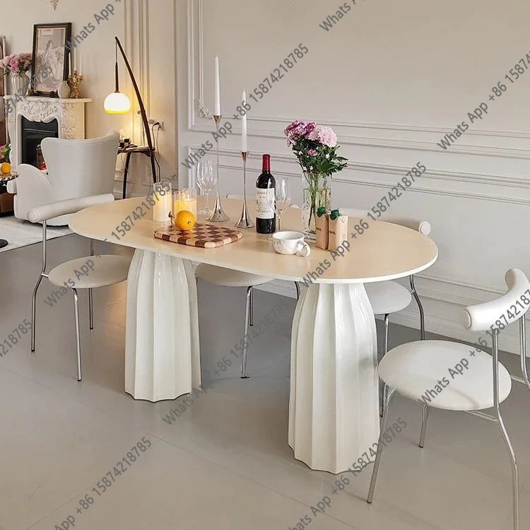 French cream style solid wood dining table designer family small apartment oval dining table modern simplicity
French cream style solid wood dining table designer family small apartment oval dining table modern simplicity