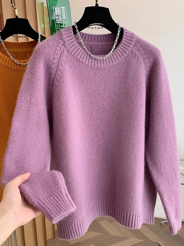 Soft Knitted Purple round Ne Sweater Women's Loose Casual Sle Autumn Winter Faion Comfortable Slimming Top
Soft Knitted Purple round Ne Sweater Women's Loose Casual Sle Autumn Winter Faion Comfortable Slimming Top