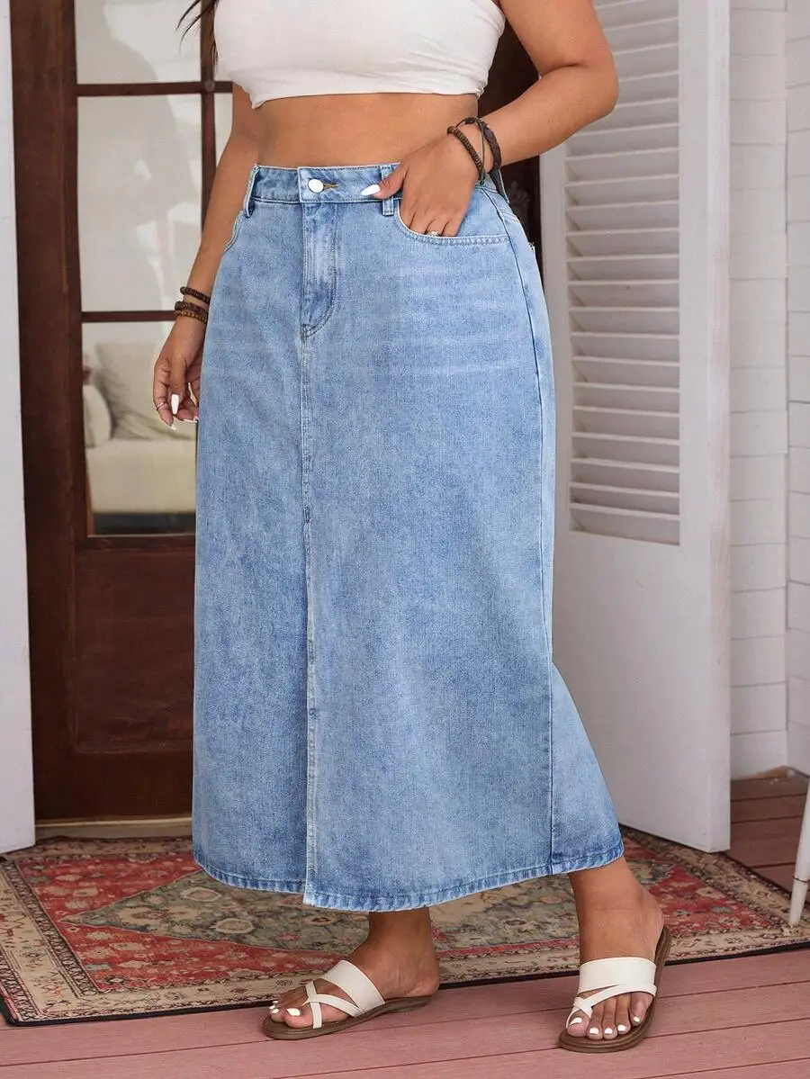 Plus Size Womens Casual Denim Midi Skirt Spring Summer
Plus Size Womens Casual Denim Midi Skirt Spring Summer