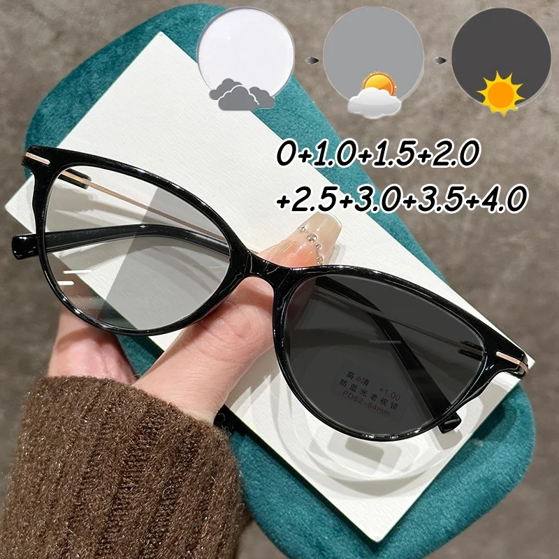 Men Women Fashionable Photochromic Reading Glasses Vintage Cat Eye Far Sight Eyewear Color Changing Anti-blue Light Presbyopia
Men Women Fashionable Photochromic Reading Glasses Vintage Cat Eye Far Sight Eyewear Color Changing Anti-blue Light Presbyopia