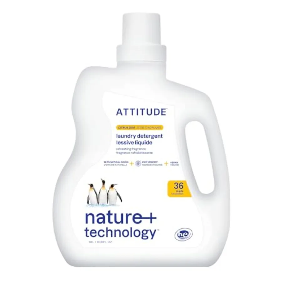 ATTITUDE Liquid Laundry Detergent, EWG Verified, HE Compatible, Plant-Based Vegan, Natural Laundry Soap, Citrus Zest Scent, 60.
ATTITUDE Liquid Laundry Detergent, EWG Verified, HE Compatible, Plant-Based Vegan, Natural Laundry Soap, Citrus Zest Scent, 60.