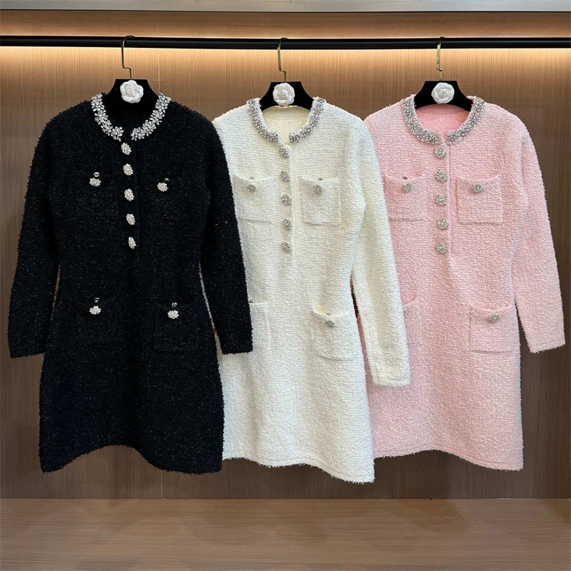 2026 Spring New Women's Diamond Button Decorated Round Neck Long Sleeve Dress y2k High Quality Fashionable Commuter Mini Skirt
2026 Spring New Women's Diamond Button Decorated Round Neck Long Sleeve Dress y2k High Quality Fashionable Commuter Mini Skirt