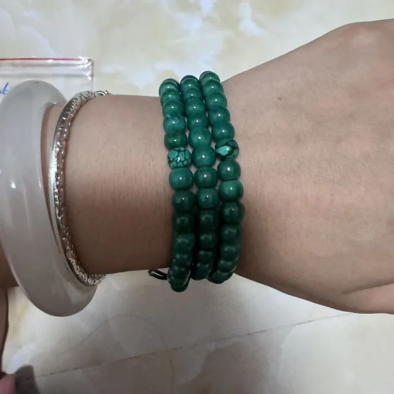 Natural Magnesite Oil Green Three-Circle Bracelet Imitation Turquoise 5x6mm Old-Type Bead Iron Wire
Natural Magnesite Oil Green Three-Circle Bracelet Imitation Turquoise 5x6mm Old-Type Bead Iron Wire
