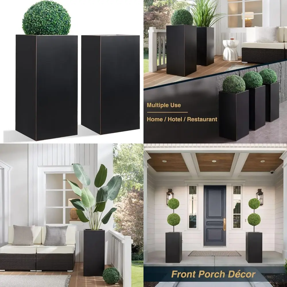 Outdoor Tall Metal Planter, 14x14x30 Inches, with Brushed Gold Edge for Garden Plants
Outdoor Tall Metal Planter, 14x14x30 Inches, with Brushed Gold Edge for Garden Plants