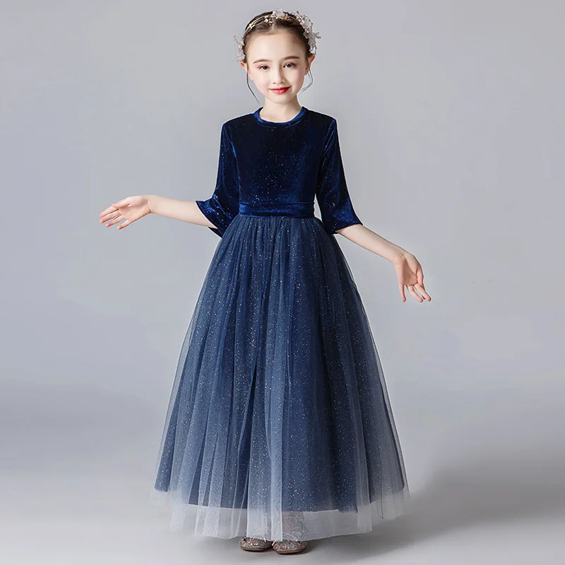 Blue party dress spring new flower girl princess dress fluffy yarn simple foreign sweet piano performance clothes 3-12 years
Blue party dress spring new flower girl princess dress fluffy yarn simple foreign sweet piano performance clothes 3-12 years