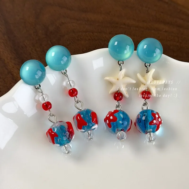 Red Blue Beaded Seastar Drop Earrings Vacation Beach Sweet Clear Design Niche Lightweight Delicate Jewelry for Women Accessories
Red Blue Beaded Seastar Drop Earrings Vacation Beach Sweet Clear Design Niche Lightweight Delicate Jewelry for Women Accessories
