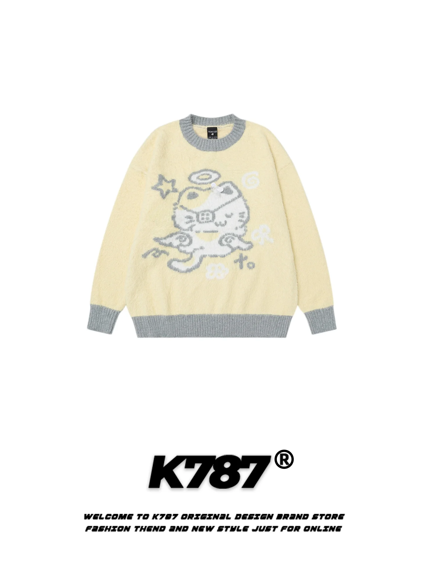 Вязаный свитер K787 American Sweet Sle Cute Angel для женщин: мягкий, теплый, уютный, в стиле оверсайз
Вязаный свитер K787 American Sweet Sle Cute Angel для женщин: мягкий, теплый, уютный, в стиле оверсайз