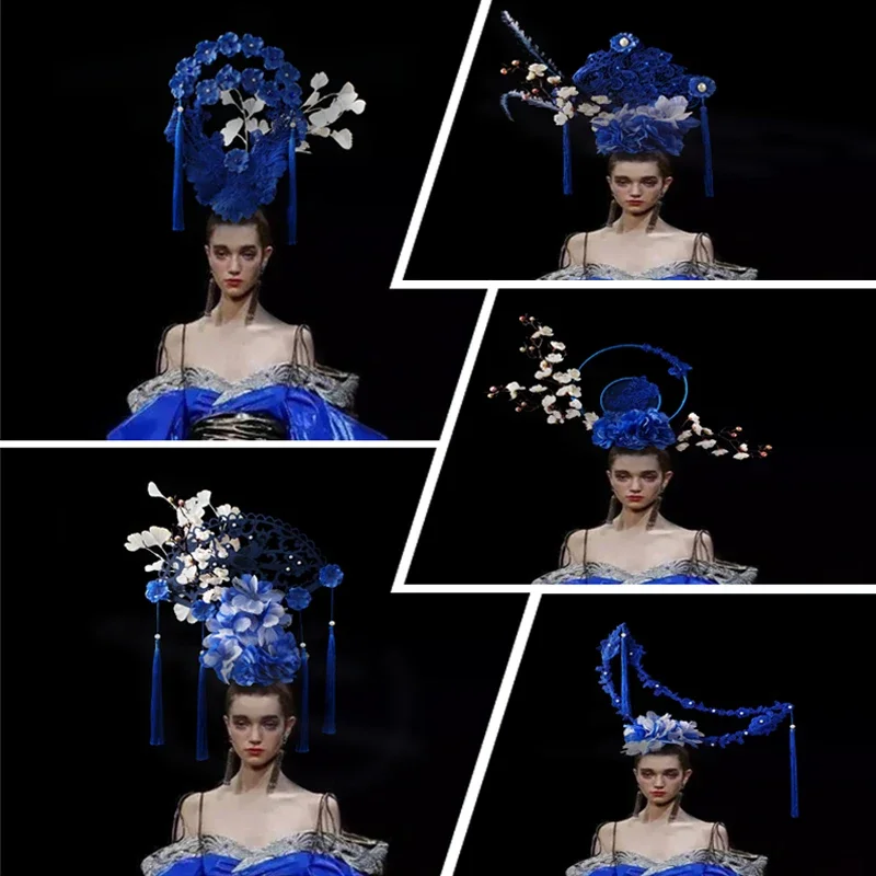 Hair Accessories Chinese Style Blue and White Porcelain Headdress Cheongsam Accessories Model Show Exaggerated Modeling Props1Pc
Hair Accessories Chinese Style Blue and White Porcelain Headdress Cheongsam Accessories Model Show Exaggerated Modeling Props1Pc