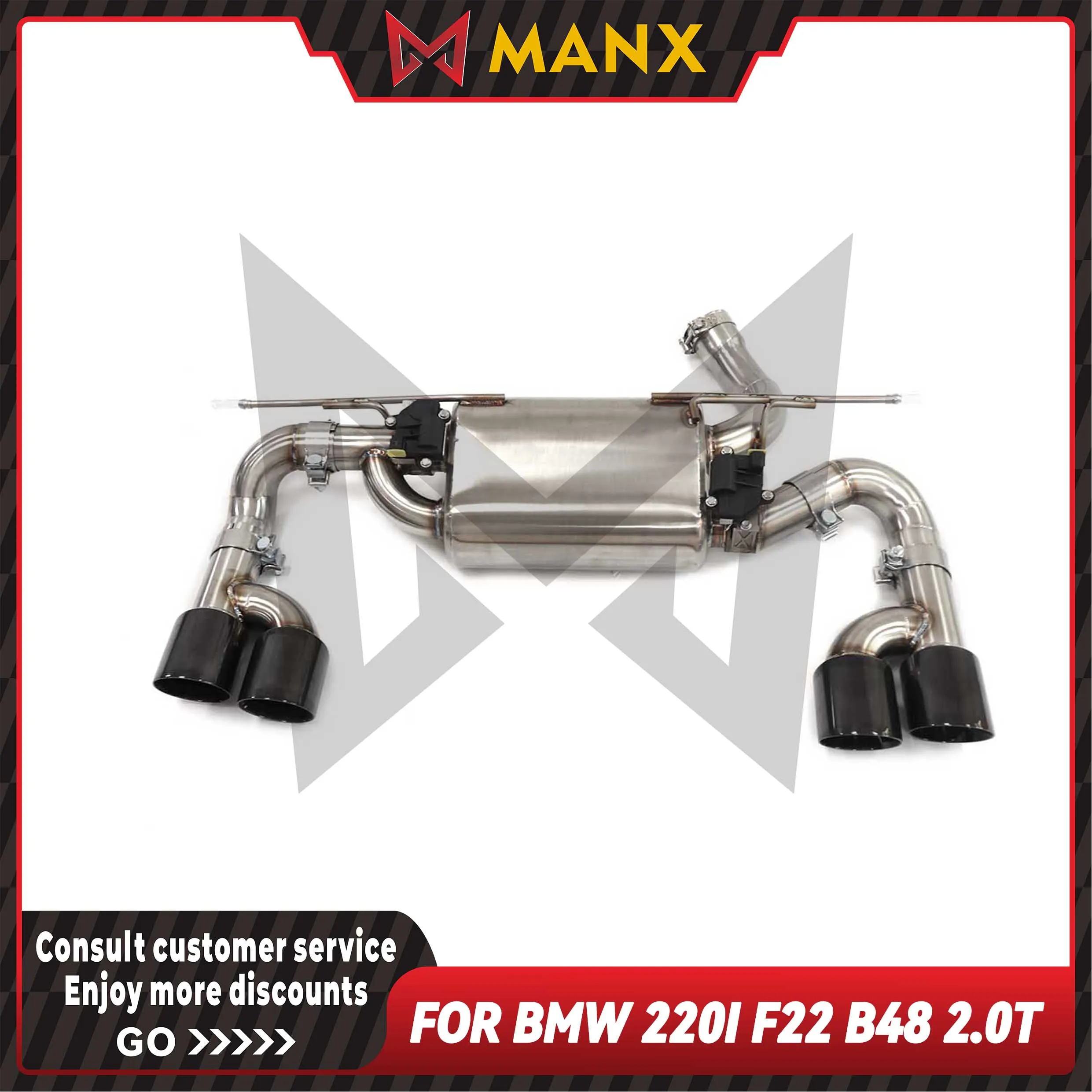 Suitable for BMW 220i f22 B48 2.0T Stainless steels Catback Performance Exhaust System Muffler With Valve
Suitable for BMW 220i f22 B48 2.0T Stainless steels Catback Performance Exhaust System Muffler With Valve
