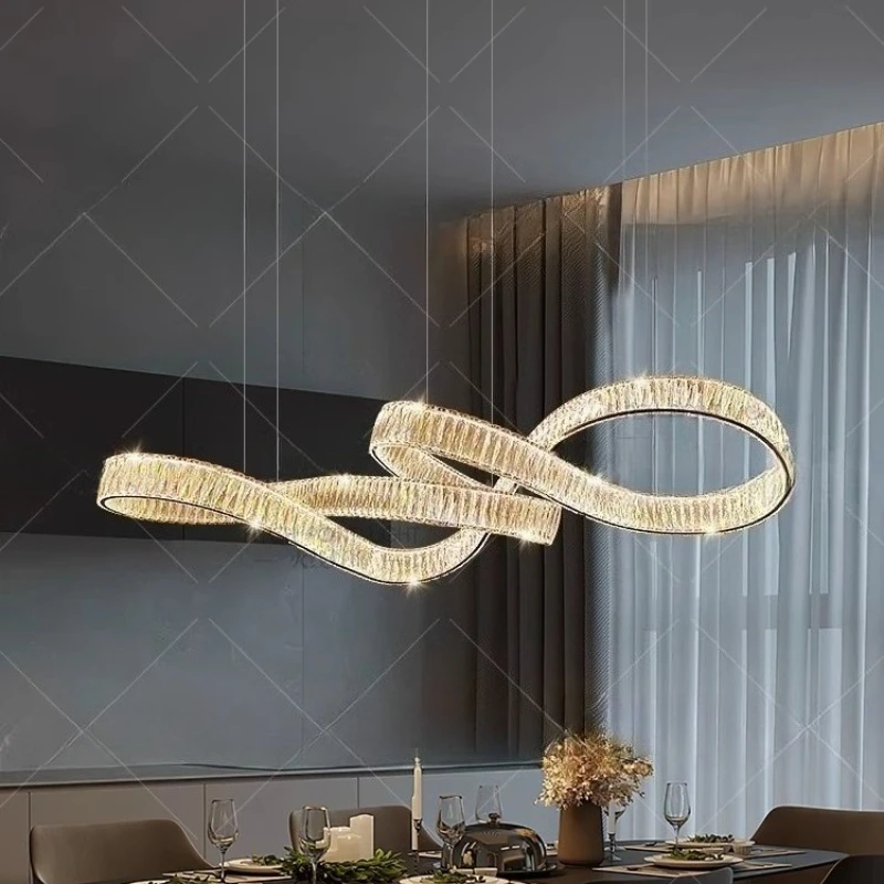 Modern light luxury crystal streamer restaurant chandelier high-end atmosphere villa dining table island bar art designer
Modern light luxury crystal streamer restaurant chandelier high-end atmosphere villa dining table island bar art designer