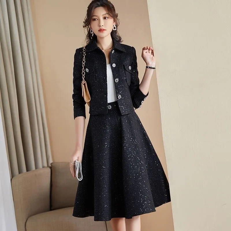 Fashion Suits Women's Jacket Autumn/Winter 2023 New Tweed Skirt Two-Piece Female Korean Long Sleeve Slim Single-Breasted Suit
Fashion Suits Women's Jacket Autumn/Winter 2023 New Tweed Skirt Two-Piece Female Korean Long Sleeve Slim Single-Breasted Suit