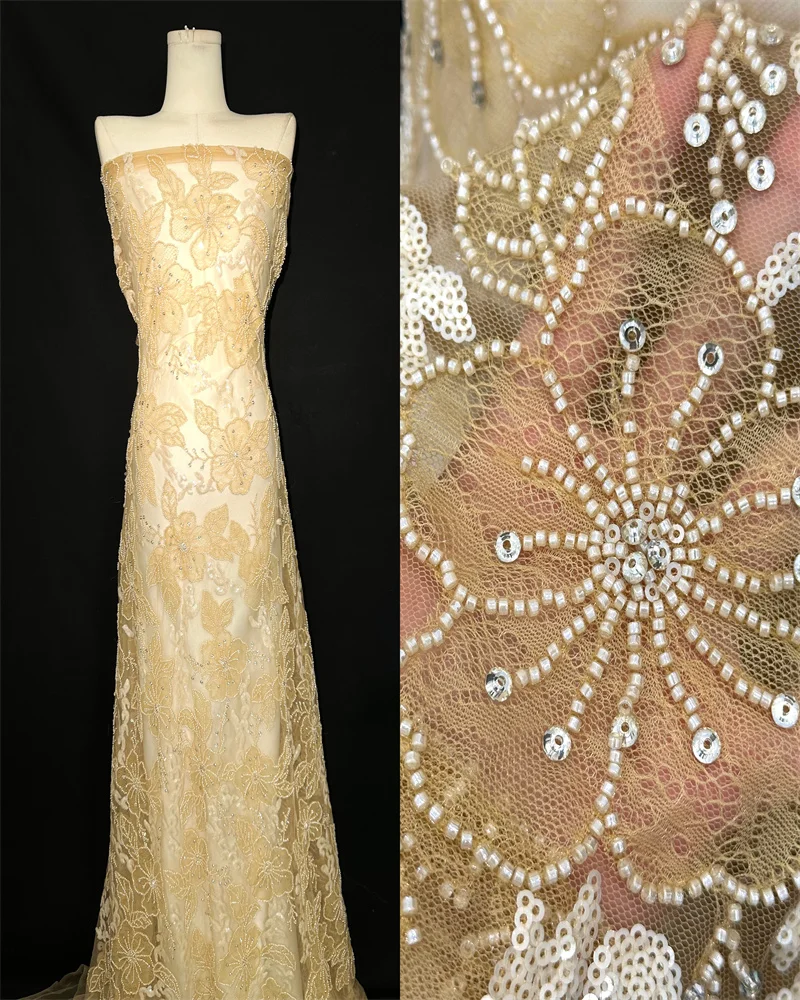 African Beaded Groom Net Lace 2024 High Quality Lace Sequins French Tulle Lace 5 Yards Nigerian Lace Fabric For Wedding Dress
African Beaded Groom Net Lace 2024 High Quality Lace Sequins French Tulle Lace 5 Yards Nigerian Lace Fabric For Wedding Dress